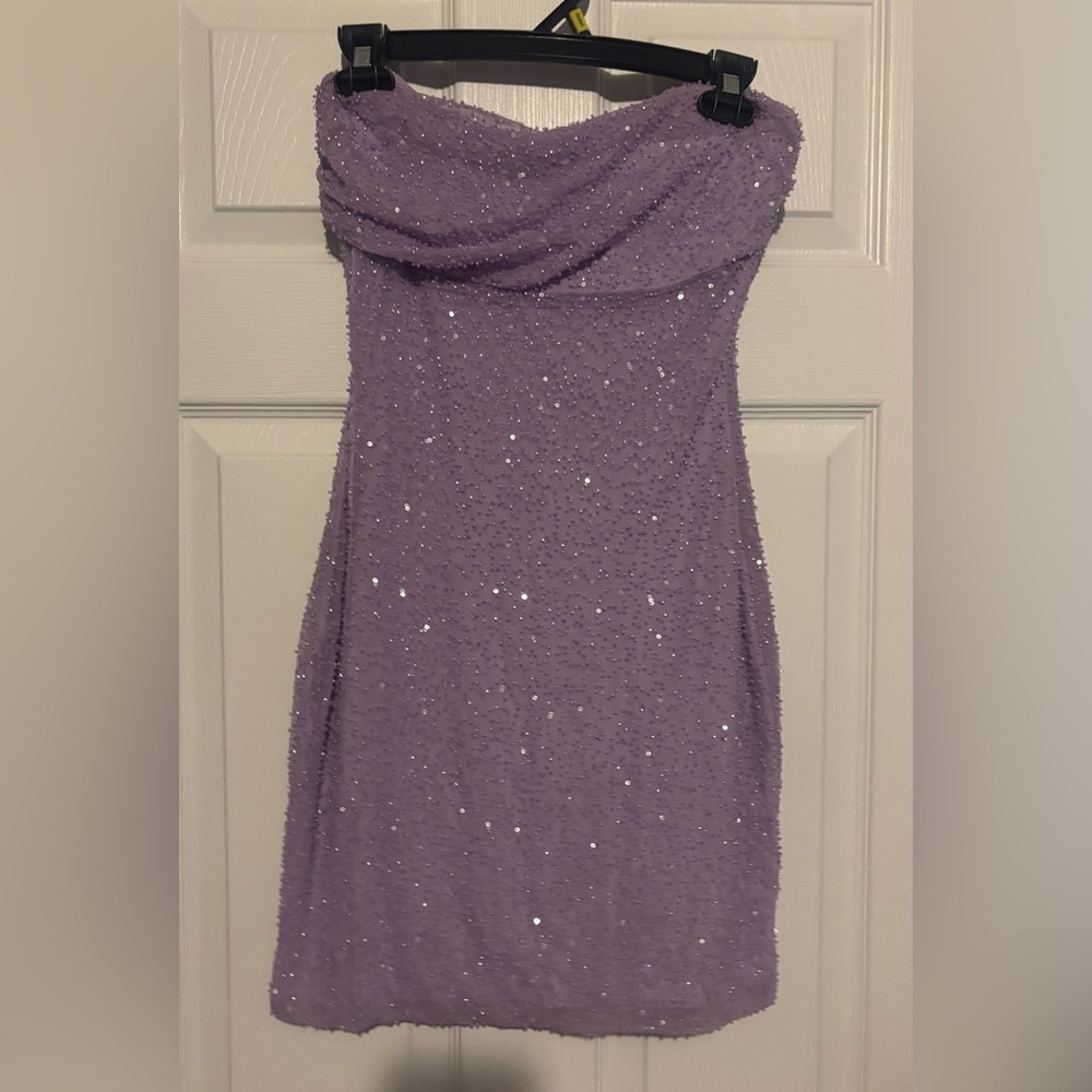 Windsor Strapless Lavender Beaded Dress